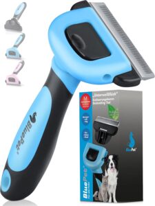 Cepillo para perros de pelo corto azul. También viene en varios colores